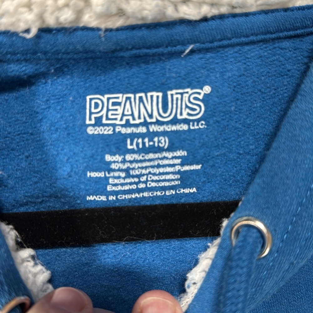 Peanuts Blue 'Forever Friends' Faux Sherpa Hoodie Size L 11-13 - Picture 6 of 9